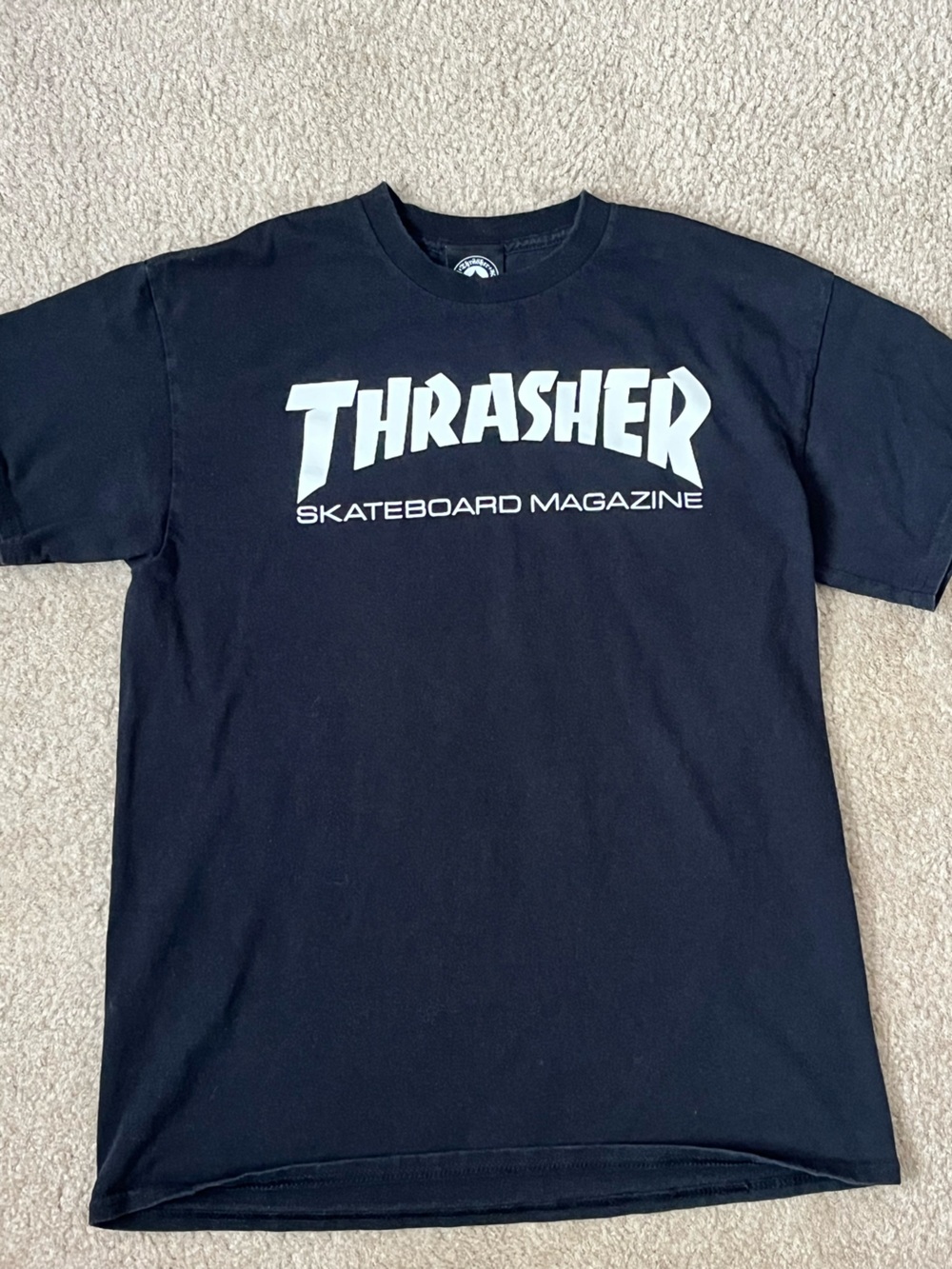 Thrasher Black Short Sleeve Tee with White Logo